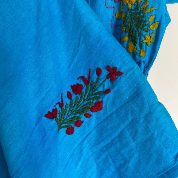 Vintage bright blue, hand made embroidered dress - Picture 4 of 5